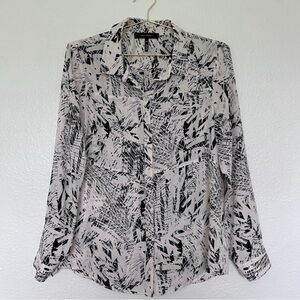 ROBERT RODRIGUEZ Printed Button Down in Black and White SZ M long sleeves (343)
